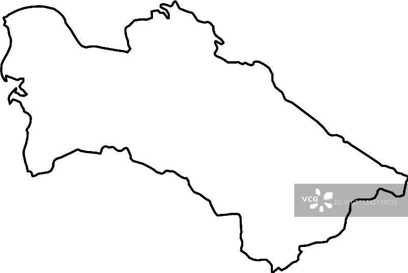 土库曼斯坦黑色轮廓曲线地图图片素材