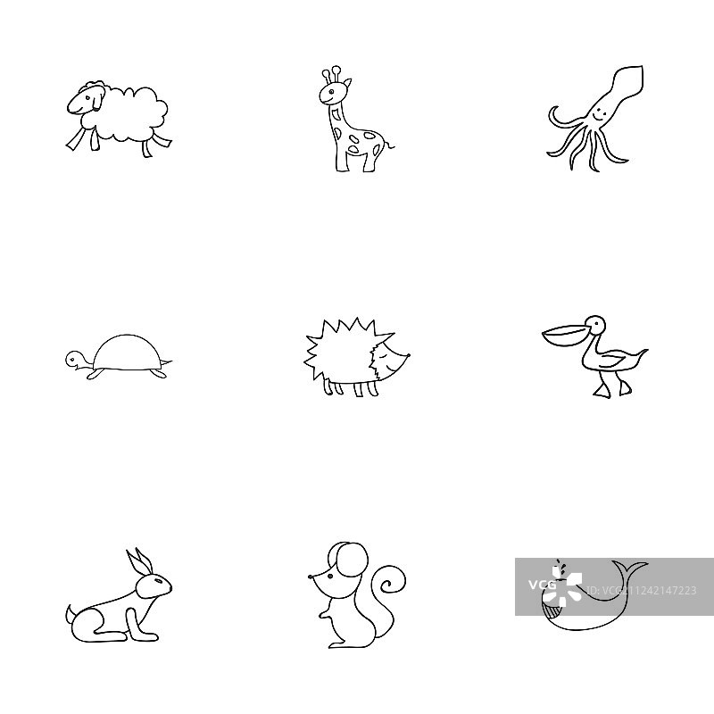 包含符号的9个可编辑动物学图标图片素材