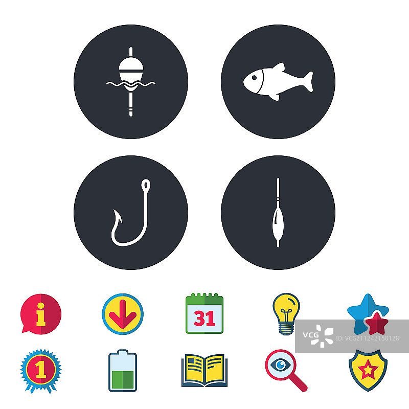 渔具和渔夫鱼钩符号图片素材