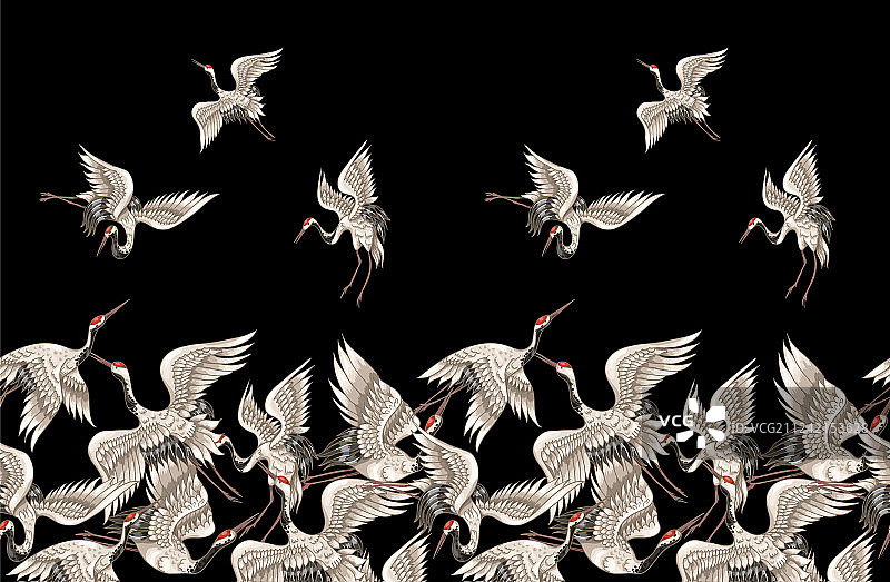 日本白鹤无缝图案图片素材