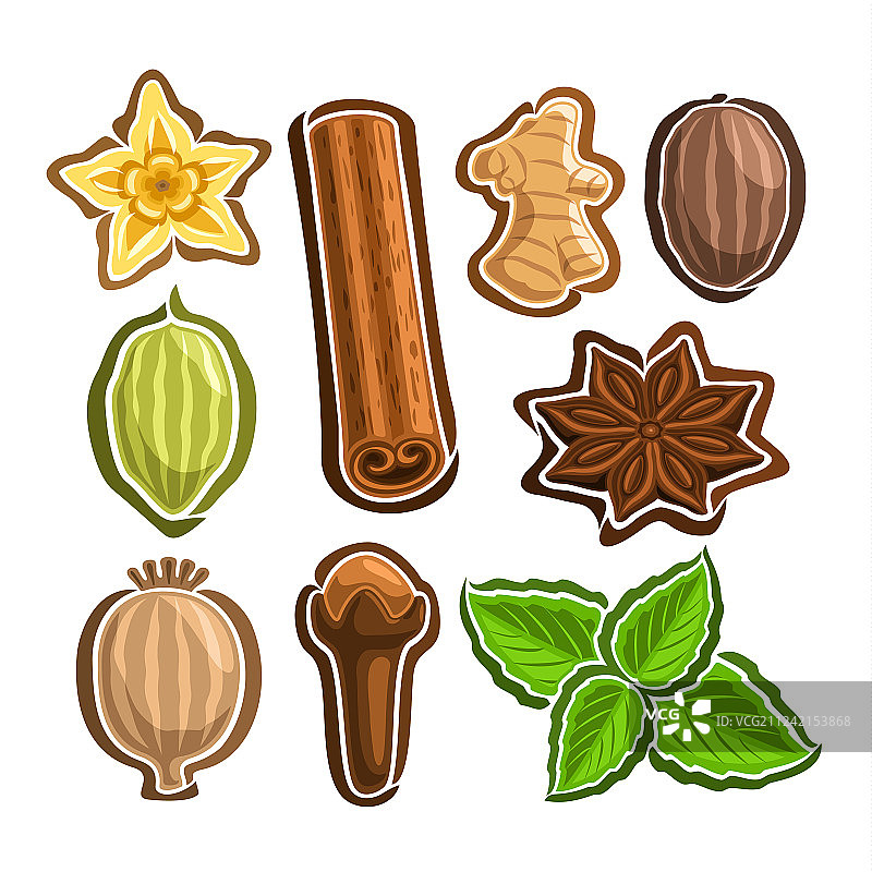 烹饪香料图标集图片素材