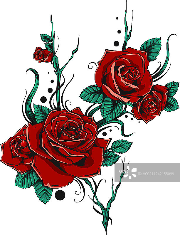 红色玫瑰花叶精美花束图片素材
