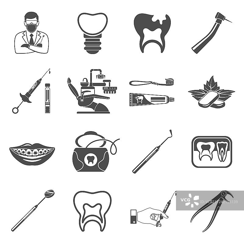 牙科服务图标集图片素材