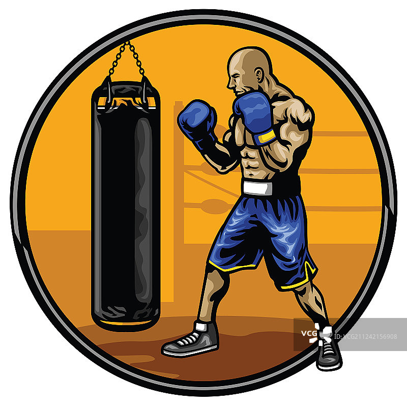 在健身房训练的拳击运动员图片素材