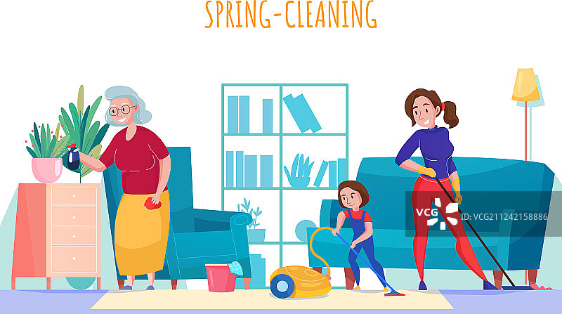 女人居家清洁图片素材