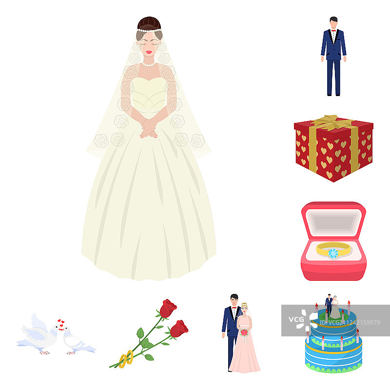 婚礼主题卡通图标合集图片素材