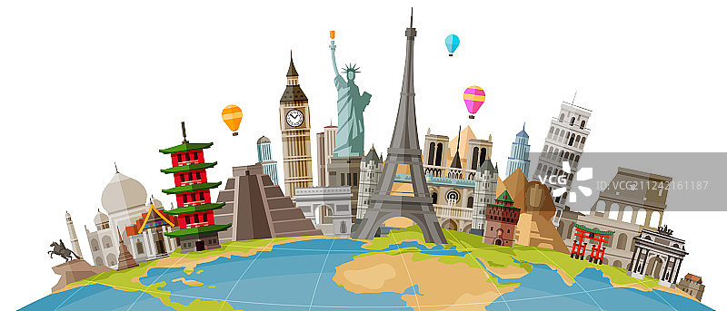 世界著名古迹旅行概念图片素材