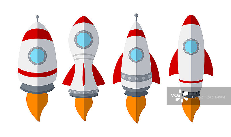 白色背景上的火箭飞船图案图片素材