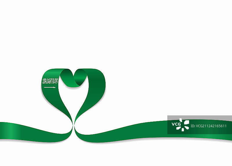 沙特阿拉伯国旗心形丝带图片素材