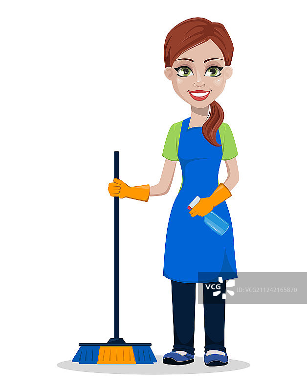 穿制服的清洁公司员工图片素材