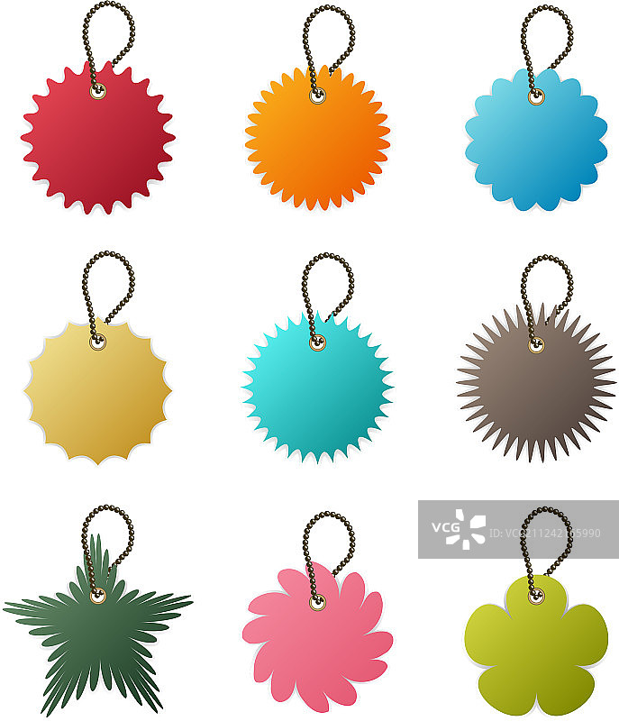 多种形状的钥匙链标签图片素材