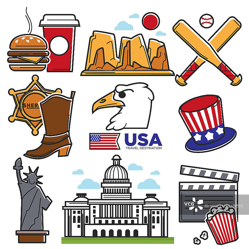 美国文化和美国旅游地标图片素材