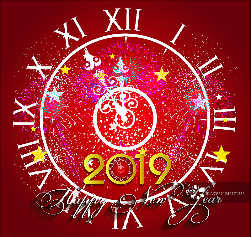 为庆祝2019新年燃放的烟花图片素材