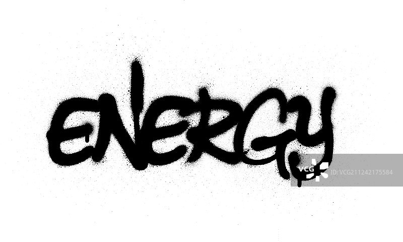 涂鸦：黑色喷绘“能量”字样图片素材