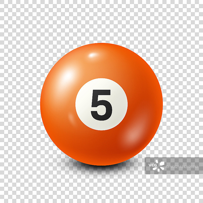 带数字5的橙色台球图片素材