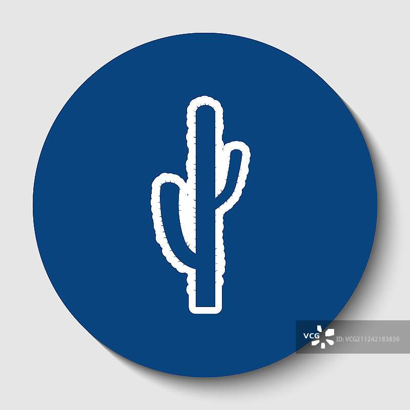 白色轮廓仙人掌简洁标志图标图片素材