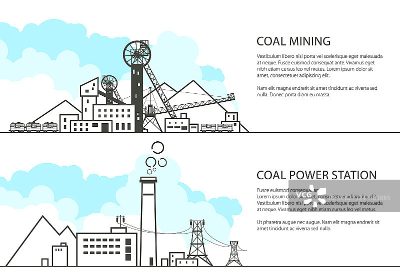 矿业和发电站主题banner图片素材