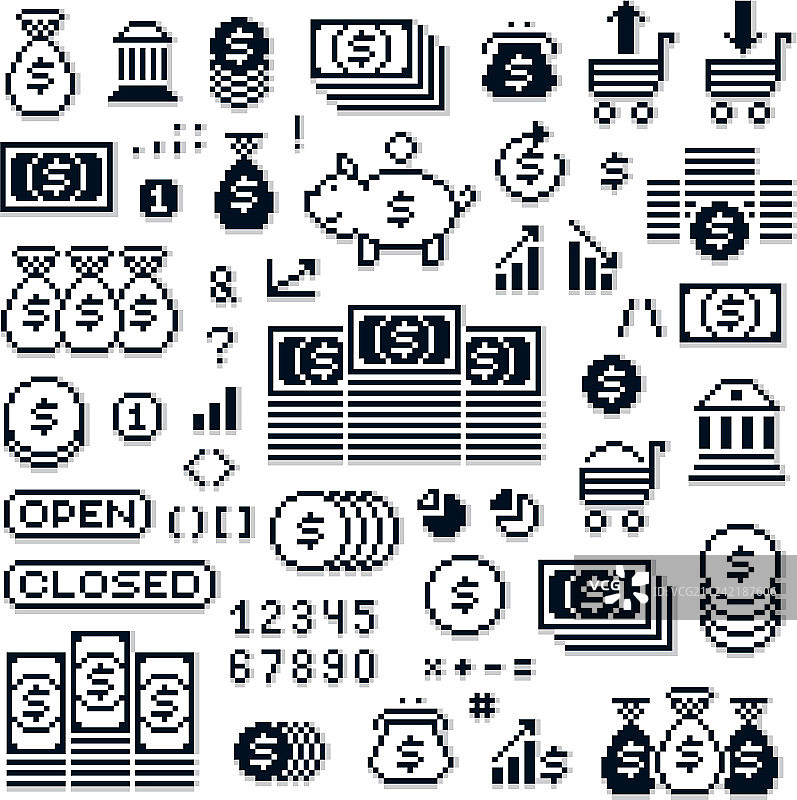 像素艺术风格复古标志合集图片素材