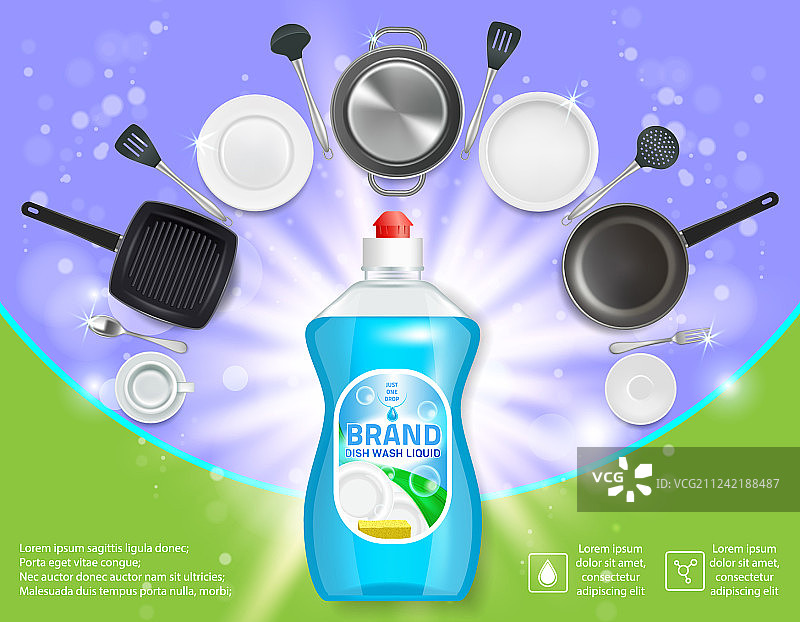 洗碗广告逼真模板图片素材
