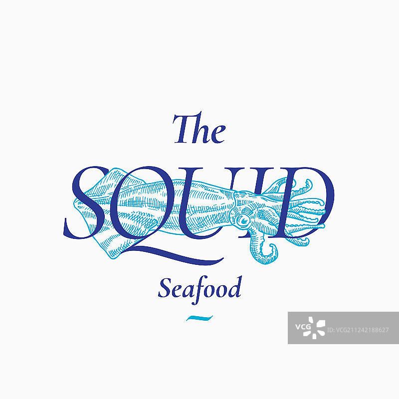 鱿鱼海鲜抽象标志符号图片素材