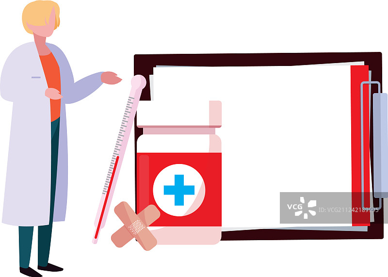 带有医疗图标的女医生图片素材