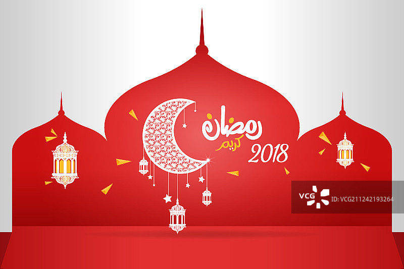 2018美丽神圣斋月吉庆背景。图片素材