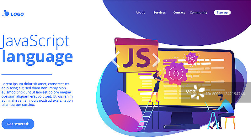 JavaScript概念着陆页图片素材