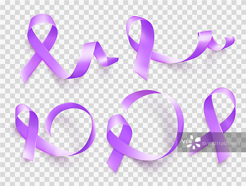 世界象征逼真紫色丝带合集图片素材