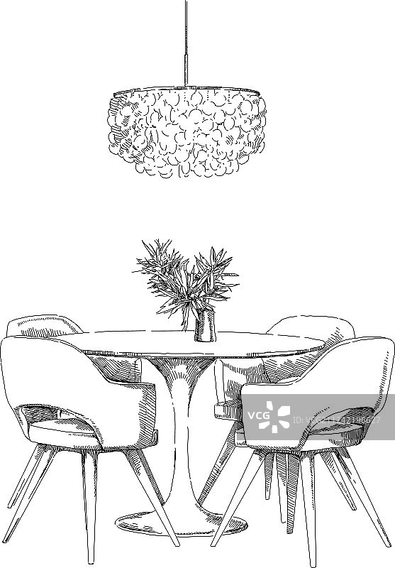 舒适的现代室内手绘设计图片素材