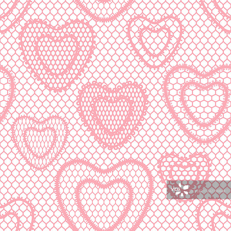 心形复古蕾丝无缝图案图片素材