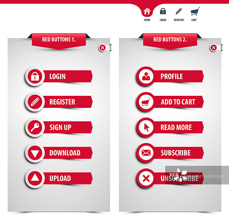 红色网页按钮合集图片素材