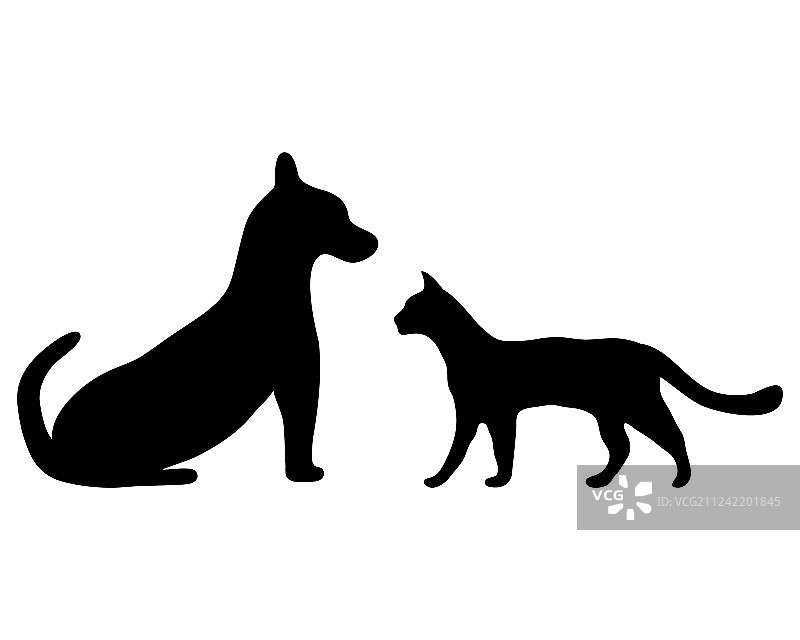 猫和狗的剪影图片素材