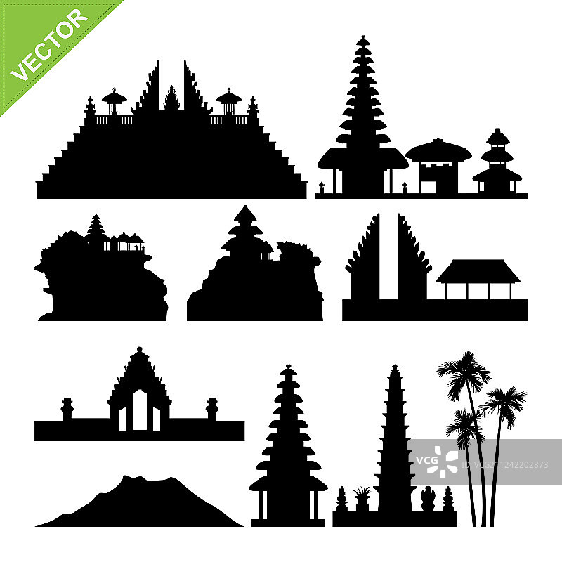 印度尼西亚巴厘岛地标轮廓图片素材