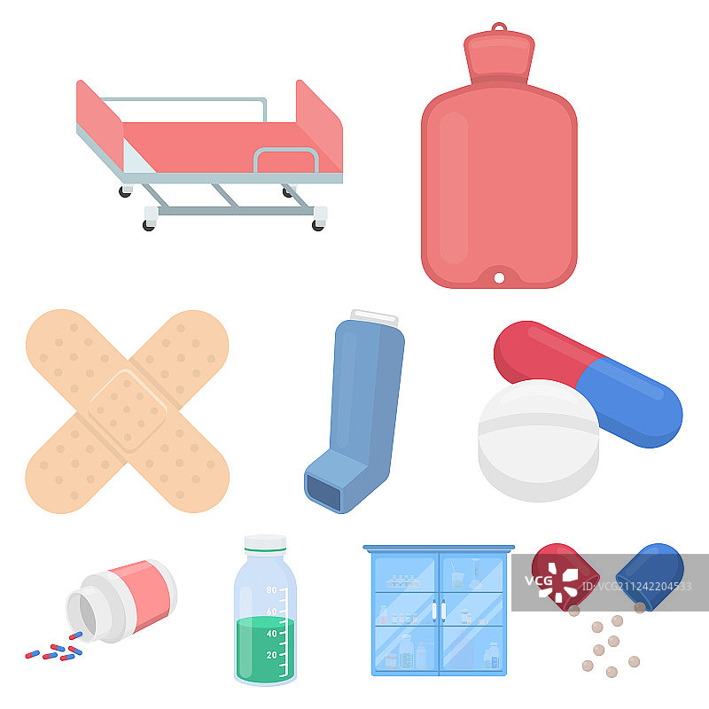 卡通风格的医药与医院图标图片素材