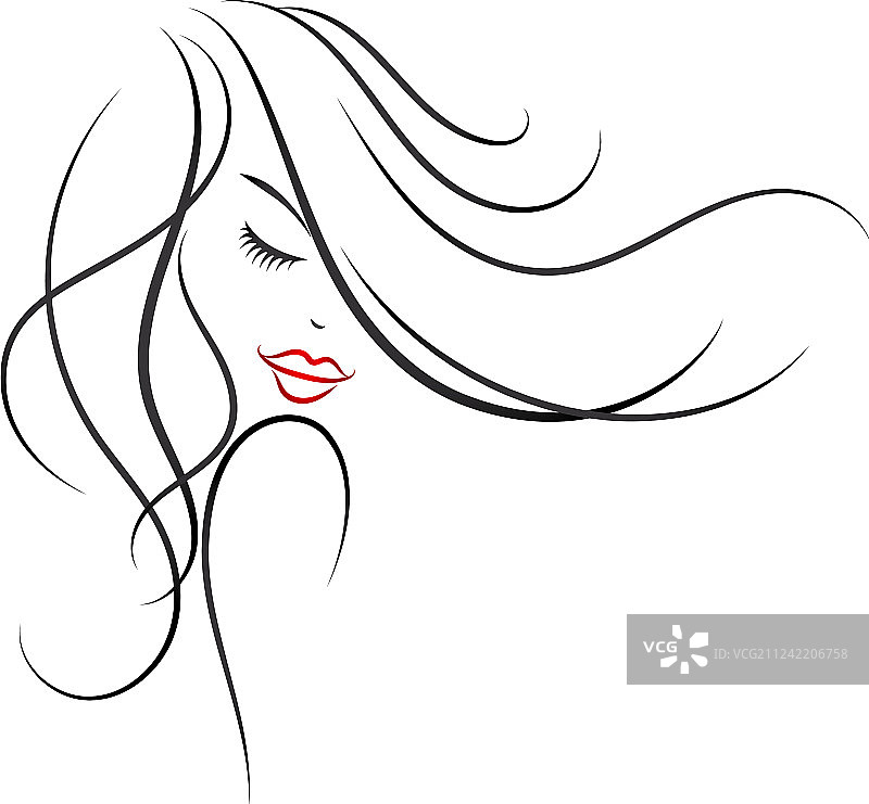 卷发美女剪影图片素材