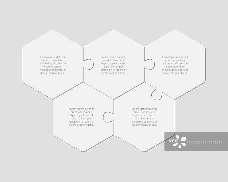 五块拼图六边形信息图图片素材