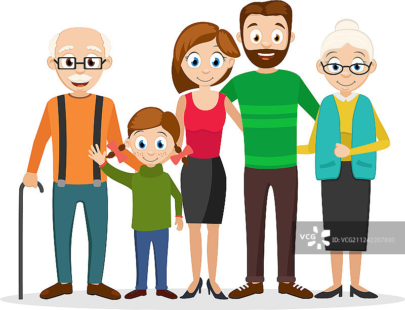 幸福家庭合集：爷爷奶奶、爸爸妈妈和孩子图片素材