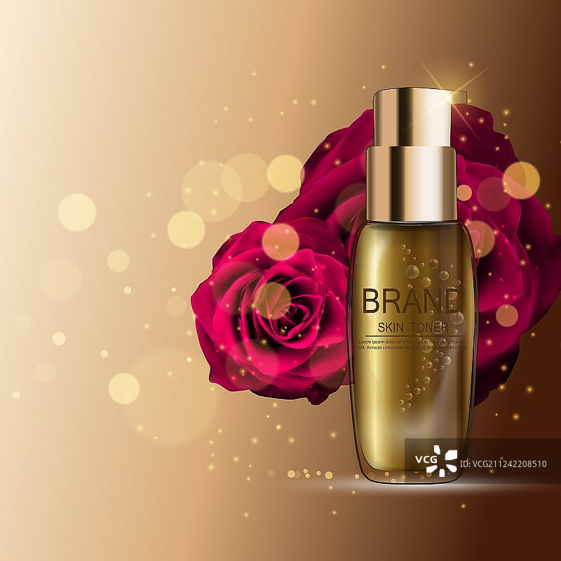 广告或杂志用爽肤水瓶样机图片素材
