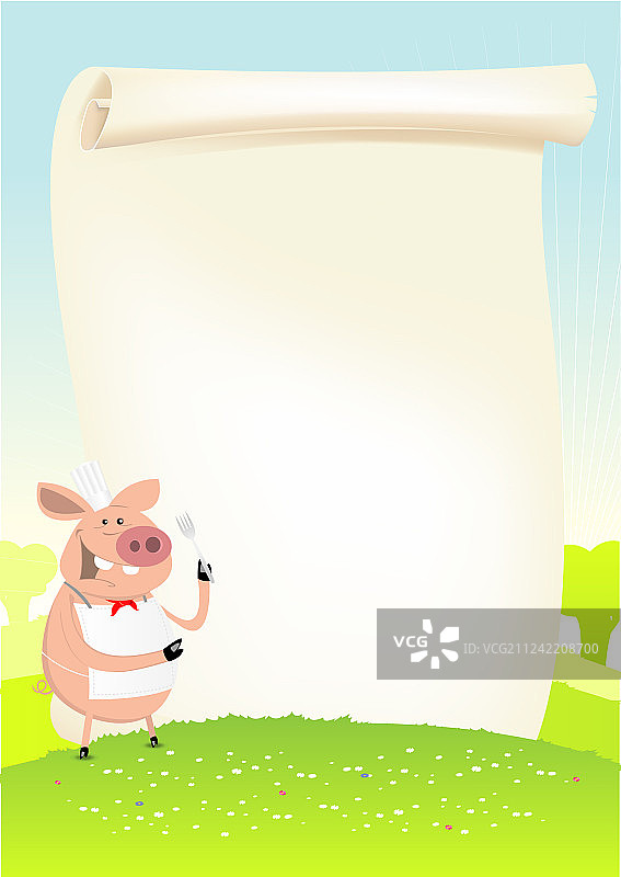 春日田野滑稽猪厨师图片素材