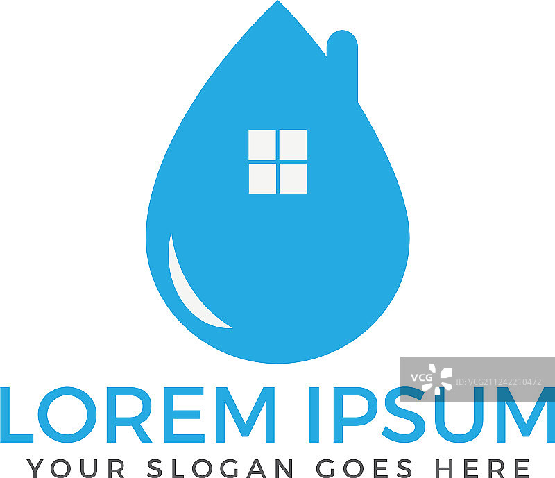 蓝色水滴家居Logo设计图片素材