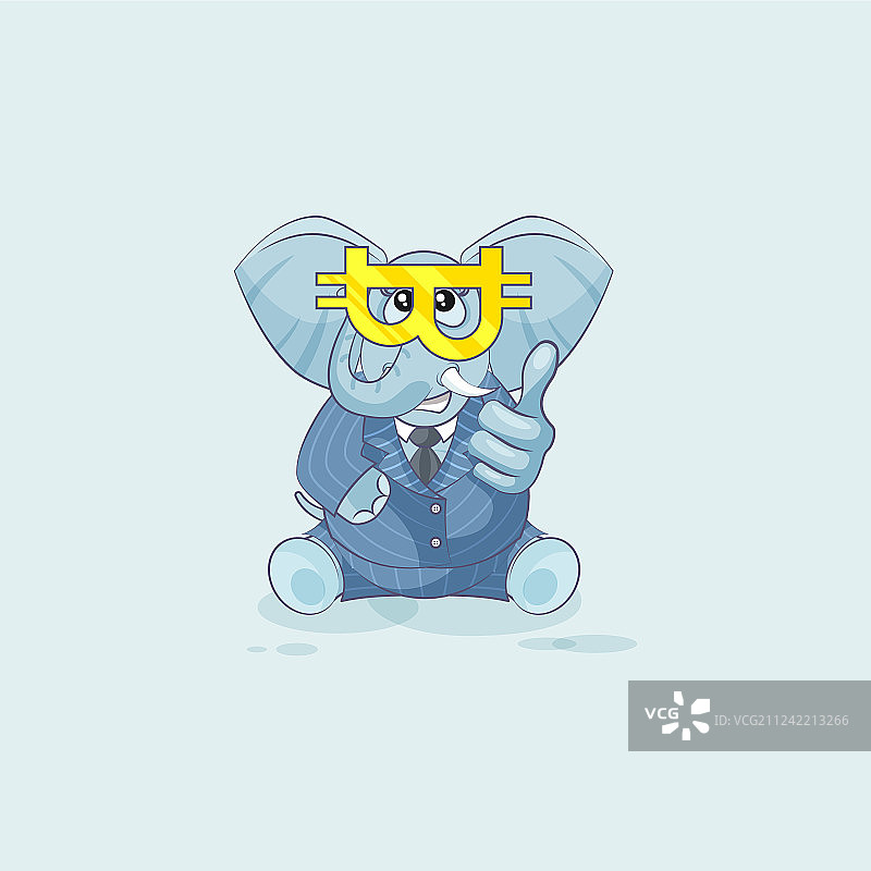 竖起大拇指戴眼镜的加密货币大象图片素材