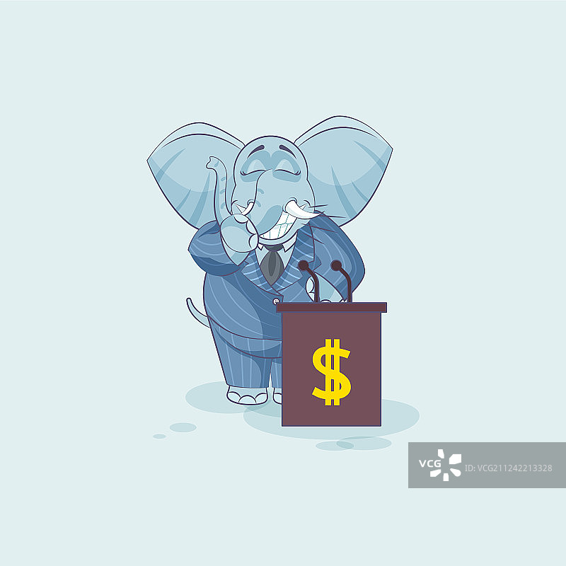 讲台后的大象贴纸表情符号图片素材