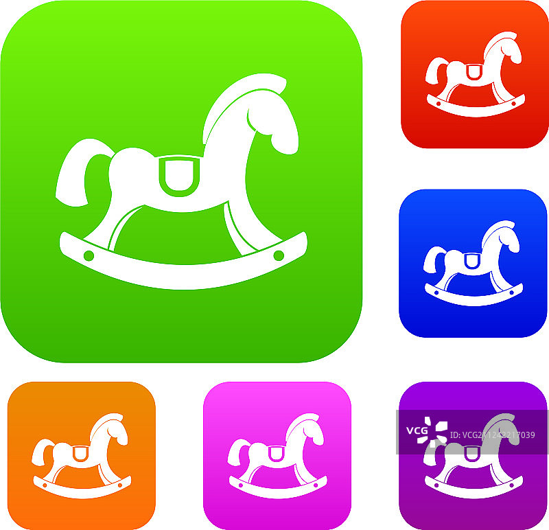 玩具马套装颜色系列图片素材