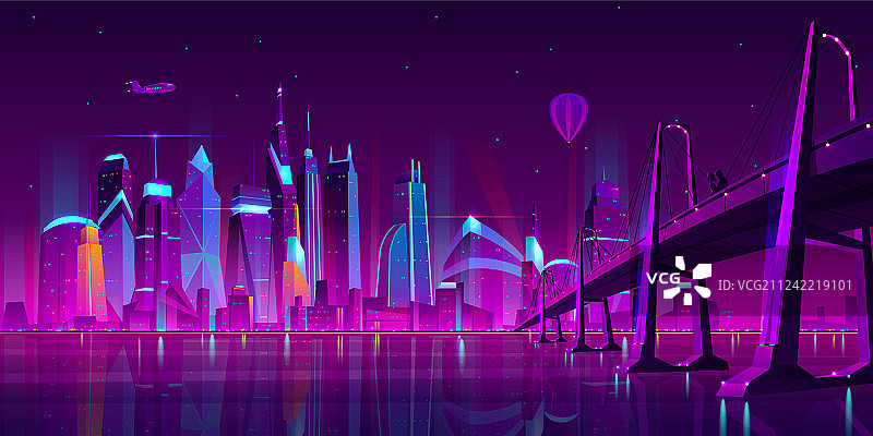 未来城市夜景背景图片素材