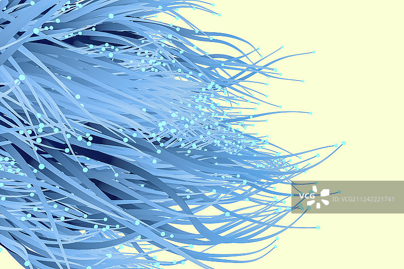 蓝色生长的线条与光点，三维渲染图片素材