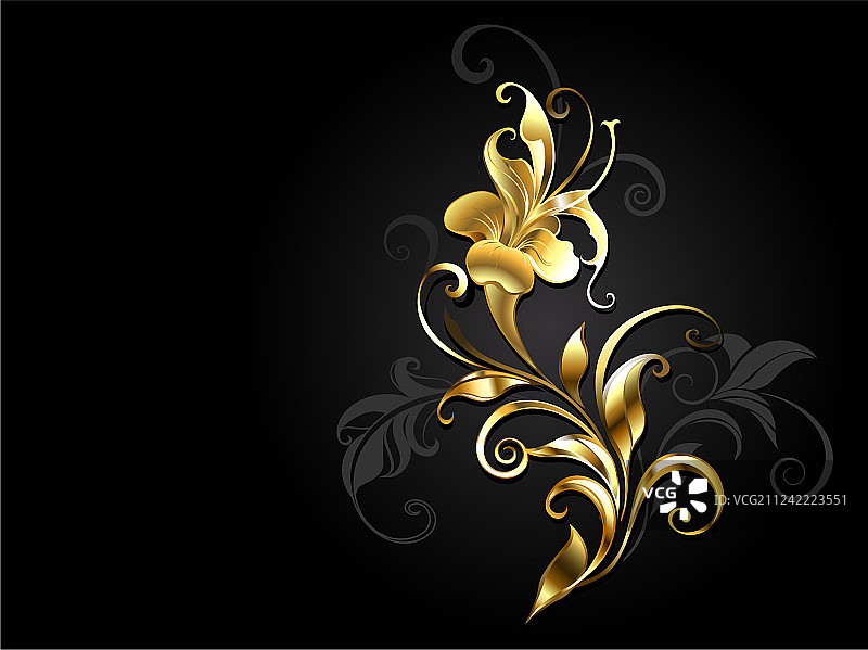 复古金色花朵图片素材