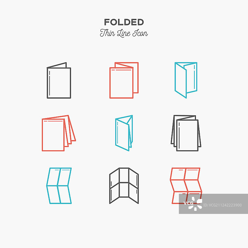 折叠物品计分彩色线条图标图片素材