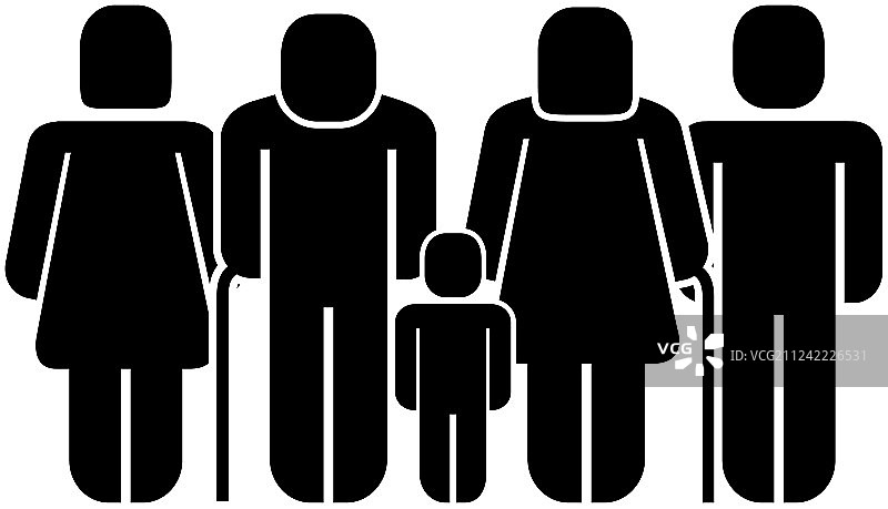 男孩剪影家庭形象图标图片素材