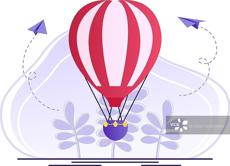 红白条纹夏季热气球图片素材