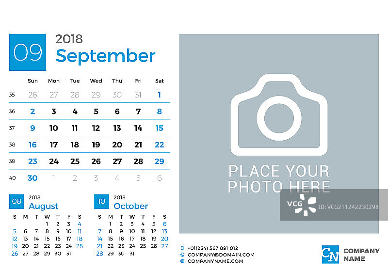 2018年日历设计打印模板图片素材